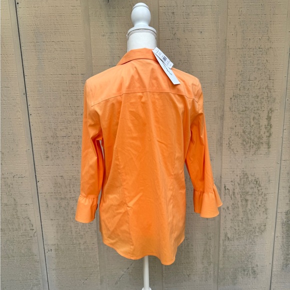 Foxcroft Sherbet No-Iron Women's Blouse w Ruffle Sleeve - Picture 4 of 7